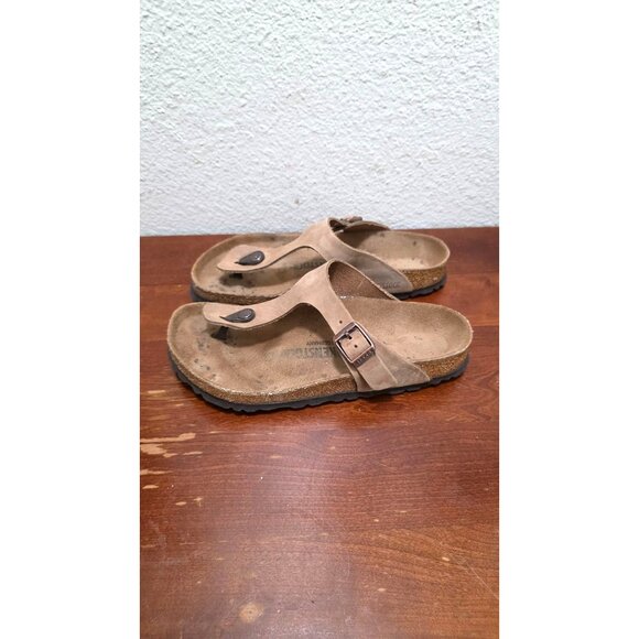 Birkenstock Women's Tan Suede Gizeh Thong Sandals Adjustable Strap Size 38 - Picture 4 of 7